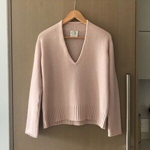 Forte forte cashmere V neck sweater light baby pink